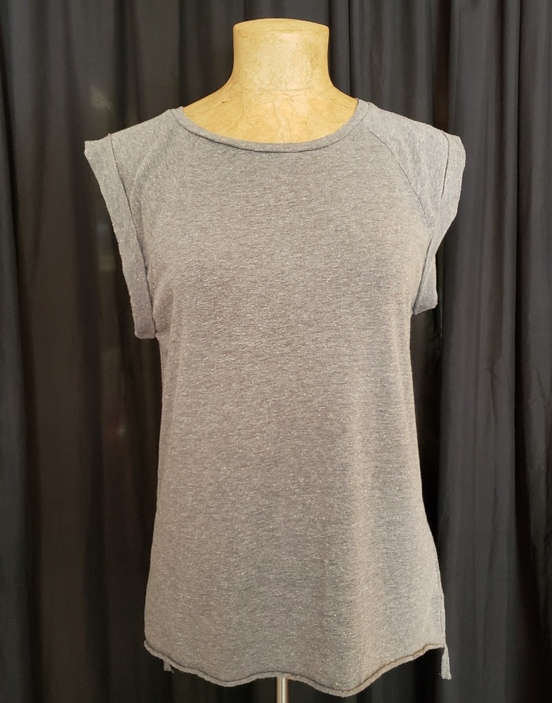 Topshop Rolled Sleeves Step Hem Crewneck Tee